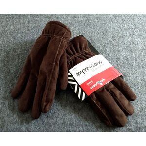 Isotoner Impressions Gloves Mens‎ M/M Casual SmarTouch Brown Fleece Lined NEW